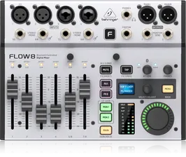 Behringer FLOW 8 цифровой микшерный пульт, 4 TRS входа, 2 XLR входа, 2 XLR/TRS входа, USB порт