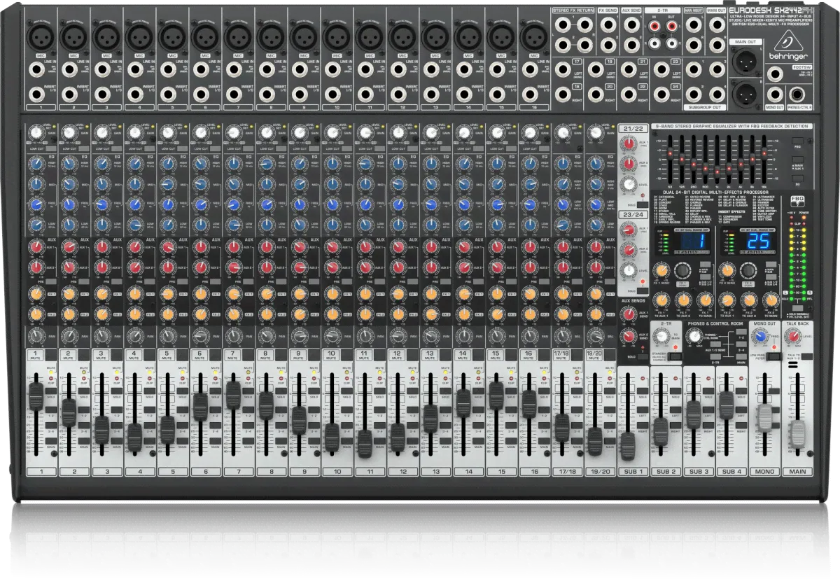 Behringer SX2442FX Универсальный малошумящий микшерный пульт (16 моновходов, 2 основных и 2 дополнительных стереовхода, 4 AUX-шины, 4 подгруппы, 2 про-0