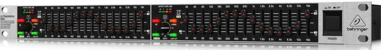 Behringer FBQ1502HD 2-канальный 2/3 октавный графический эквалайзер с системой детектирования обратной связи, SUB выход
